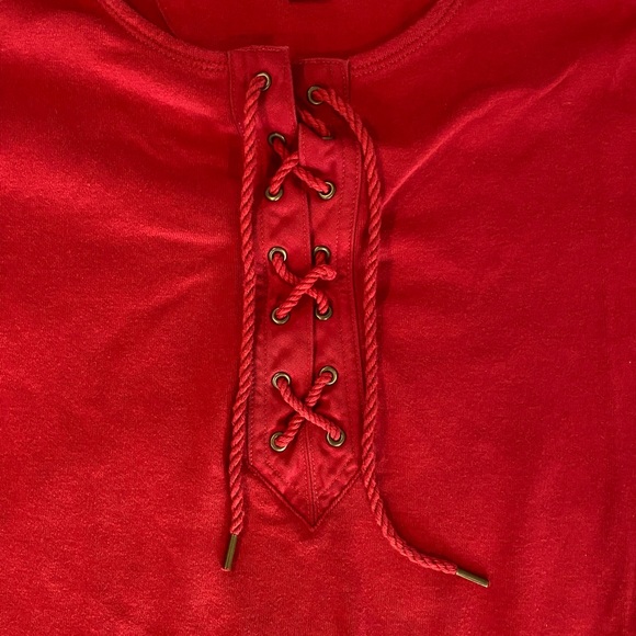 Rare Lauren Jeans Co. by Ralph Lauren Shirt M Lace Up Front - Picture 5 of 11